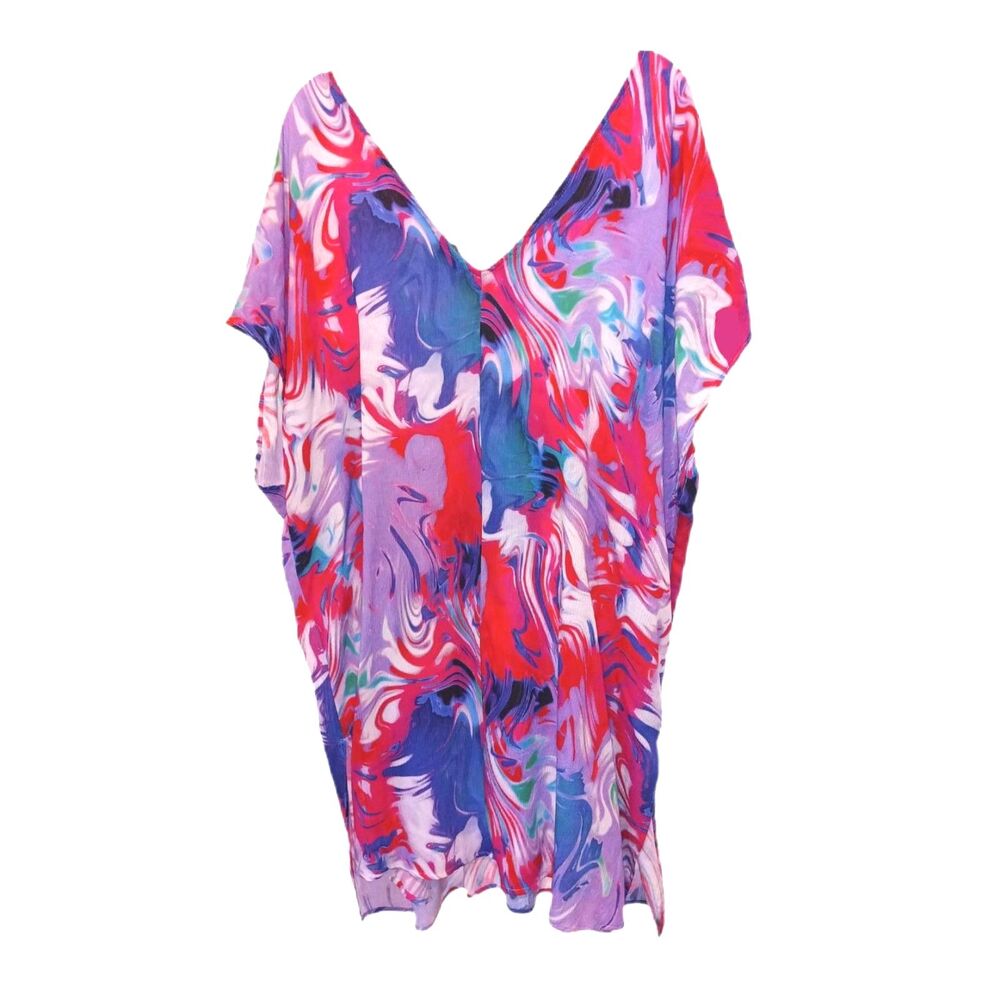 Torrid Swim Pink Abstract Print Swirl V-Neck Cover-Up Size 3 Beach Summer Pool